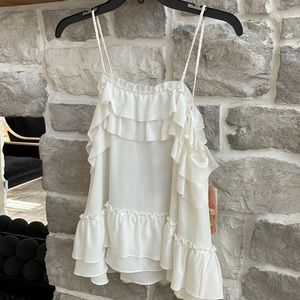 Beautiful white tank with ruffles